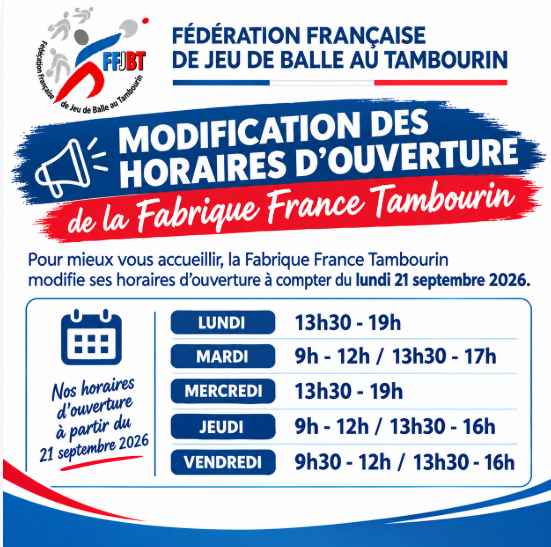 France Tambourin — nouveaux horaires à partir du 21 septembre 2026